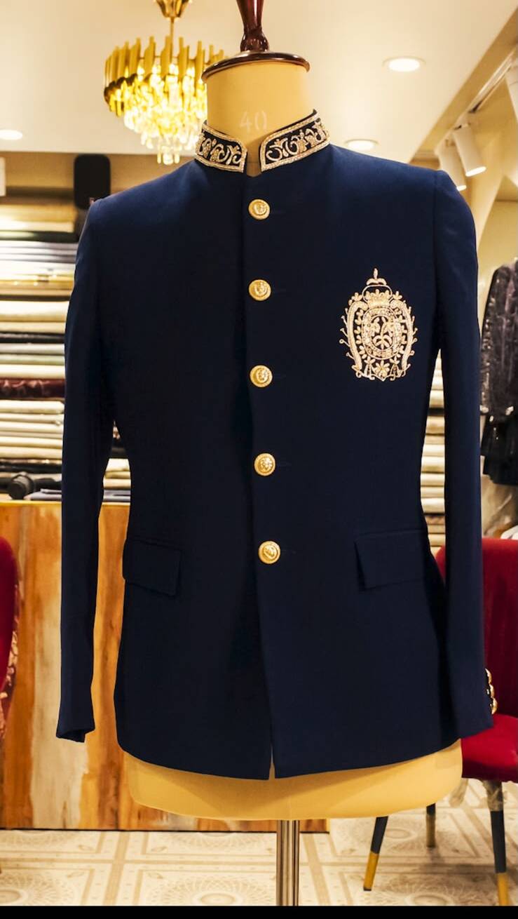 Bandhgala with gold crest